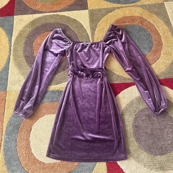 10 for $15 And Now This Purple Velvet Mini Bodycon Dress Dress 3/4 Sleeves XS - Picture 1 of 6
